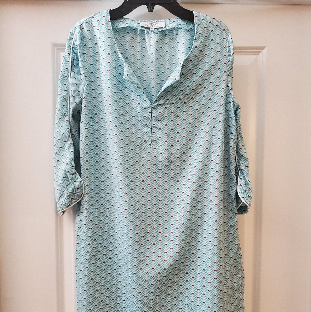 Yves Delorme Laurence Tavernier blue Tunic 100% Cotton Sz XS New without tags
